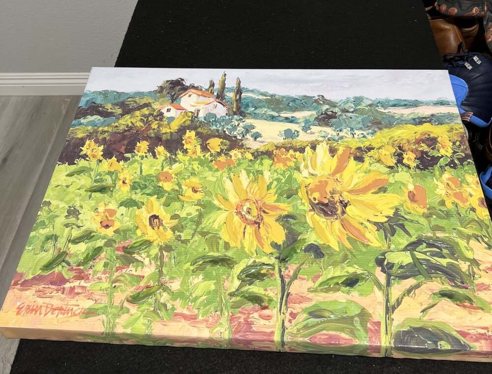 Decor Editions Fine Art Landscape 25"L x 18"H. Sunflowers canvas wall decor